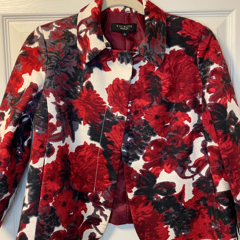 Talbots floral blazer Sz 4 Women’s business wear EUC